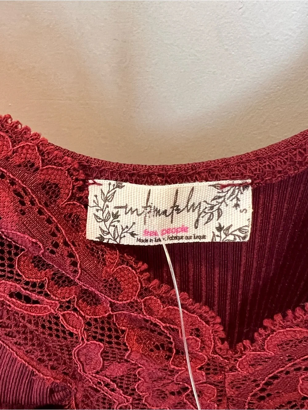 NWT Free People Intimately Women's First Call Bodysuit Pomegranite Wine - size S